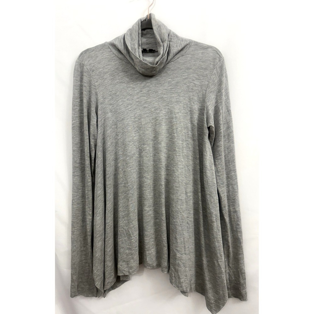 Theory Lightweight Draped Turtleneck Pima Cotton Gray Lightweight Womens Size S